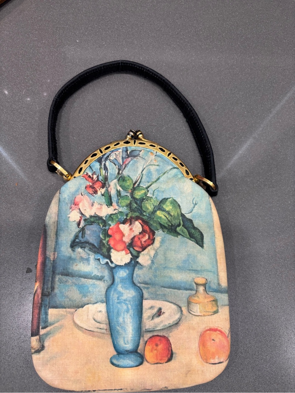 Vintage tano Paul sesames the blue vase Floral Still-Life Print Top-Handle bag
